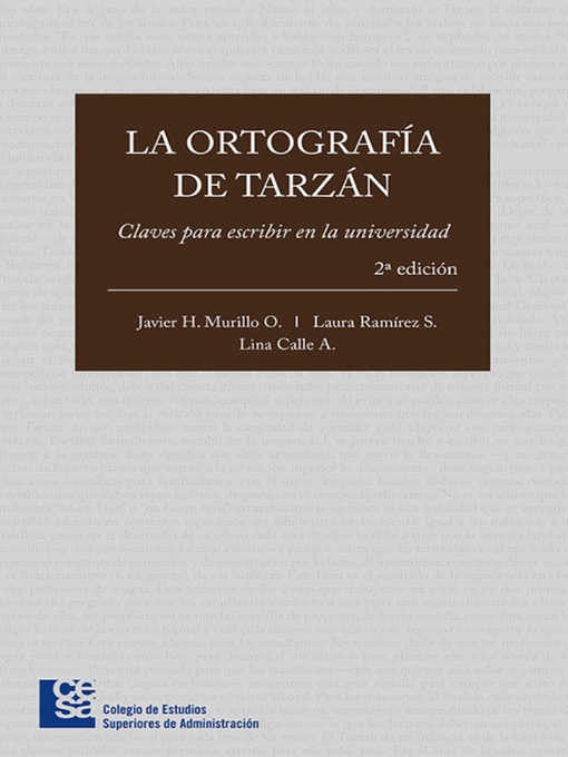 Title details for La ortografía de Tarzán by Javier H. Murillo - Available